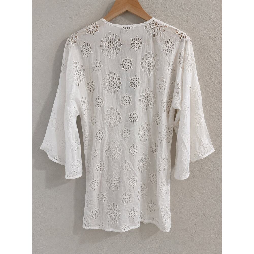 NWT ViX Paula Hermanny Perola White Eyelet Boho Swim Cover Up Mini Dress XS $248 - Picture 3 of 10